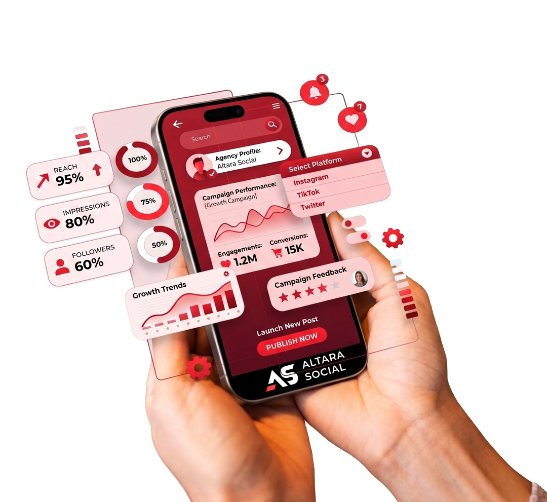 Altara Social campaign performance dashboard — strategic marketing agency Dubai showing brand growth metrics